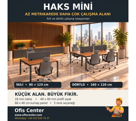 Haks Mini İkili Ofis ve Büro Masa 80x122 cm